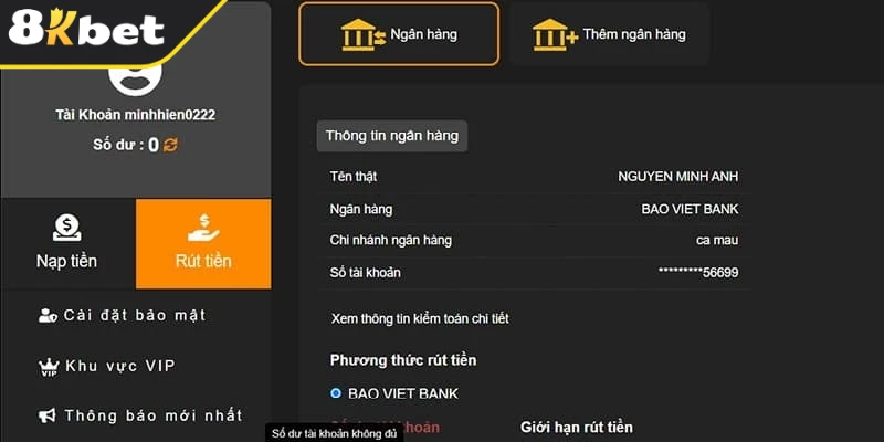 Chọn lựa phương thức rút tiền tại 8KBET phù hợp theo nhu cầu cá nhân